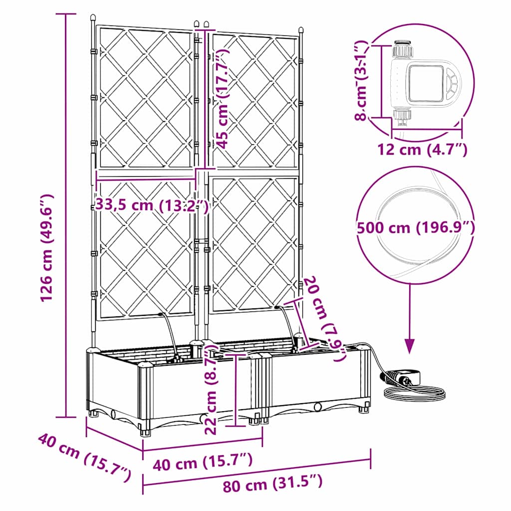 Vrtna saksija 2 pcs Smeđa 80 x 40 x 126 cm Plastika