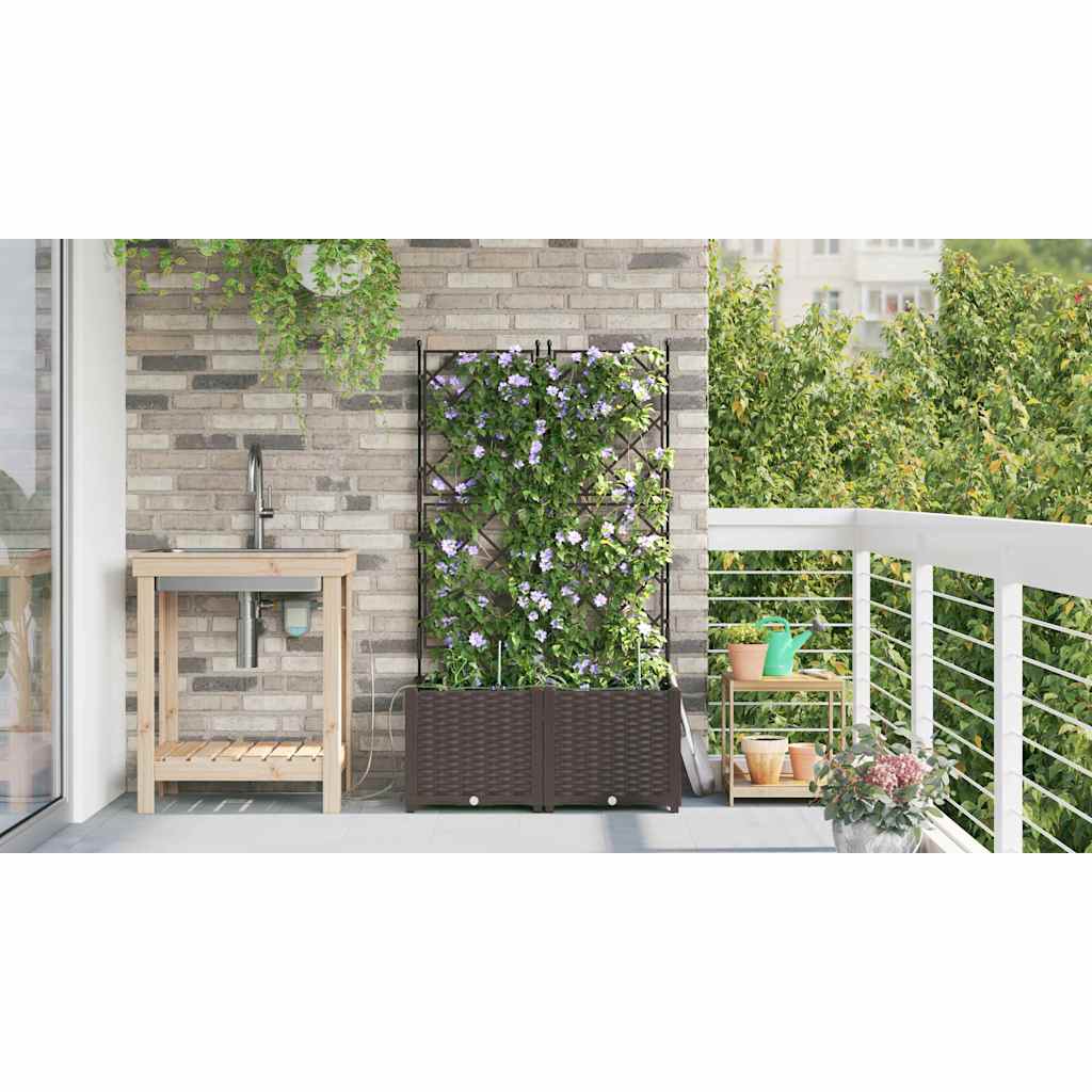 Vrtna saksija 2 pcs Smeđa 80 x 40 x 142 cm Plastika