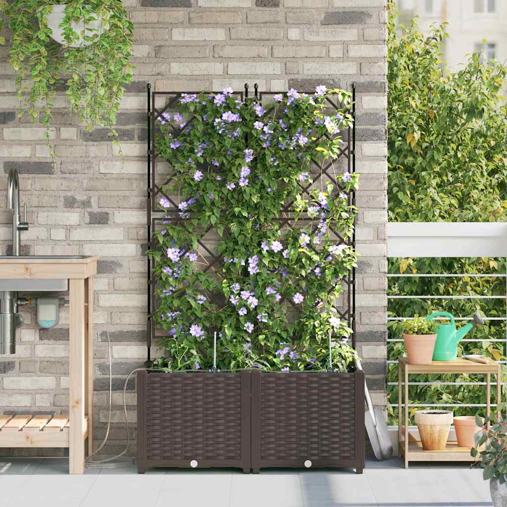 Vrtna saksija 2 pcs Smeđa 80 x 40 x 142 cm Plastika