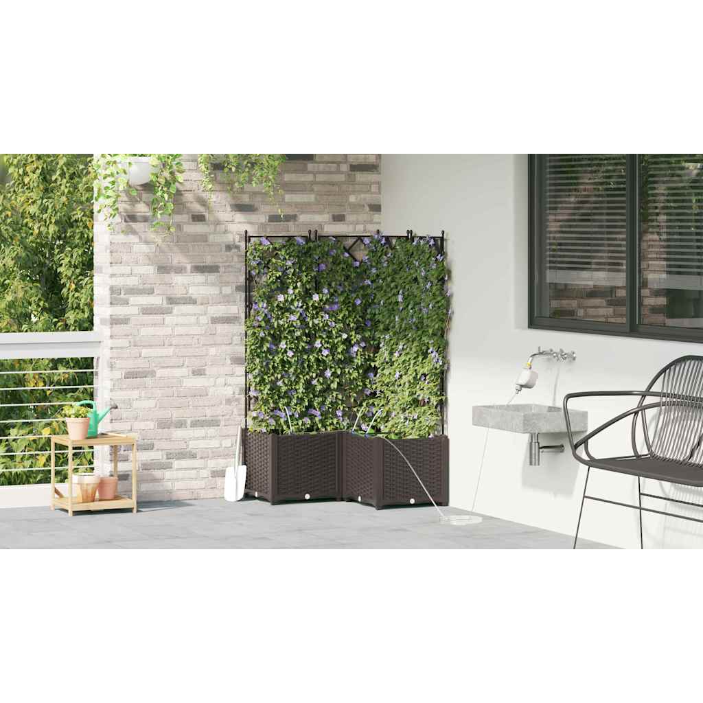 Vrtna saksija 3 pcs Smeđa 80 x 80 x 142 cm Plastika