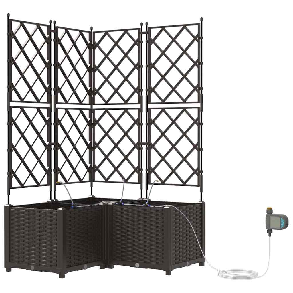 Vrtna saksija 3 pcs Smeđa 80 x 80 x 142 cm Plastika
