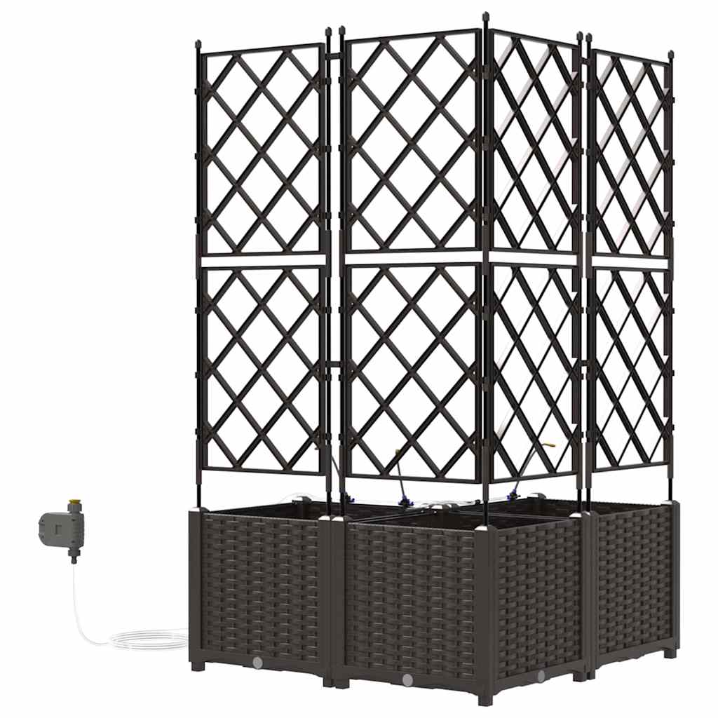 Vrtna saksija 3 pcs Smeđa 80 x 80 x 142 cm Plastika