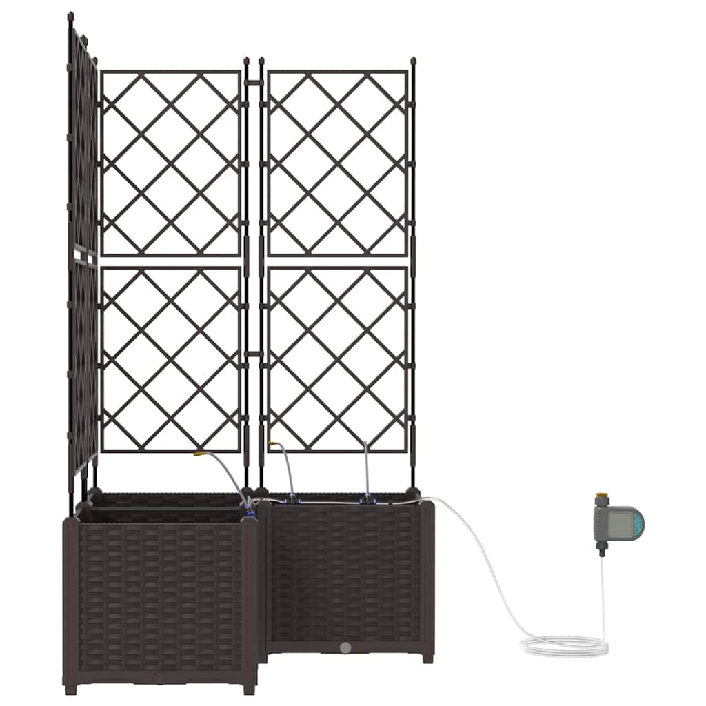 Vrtna saksija 3 pcs Smeđa 80 x 80 x 142 cm Plastika