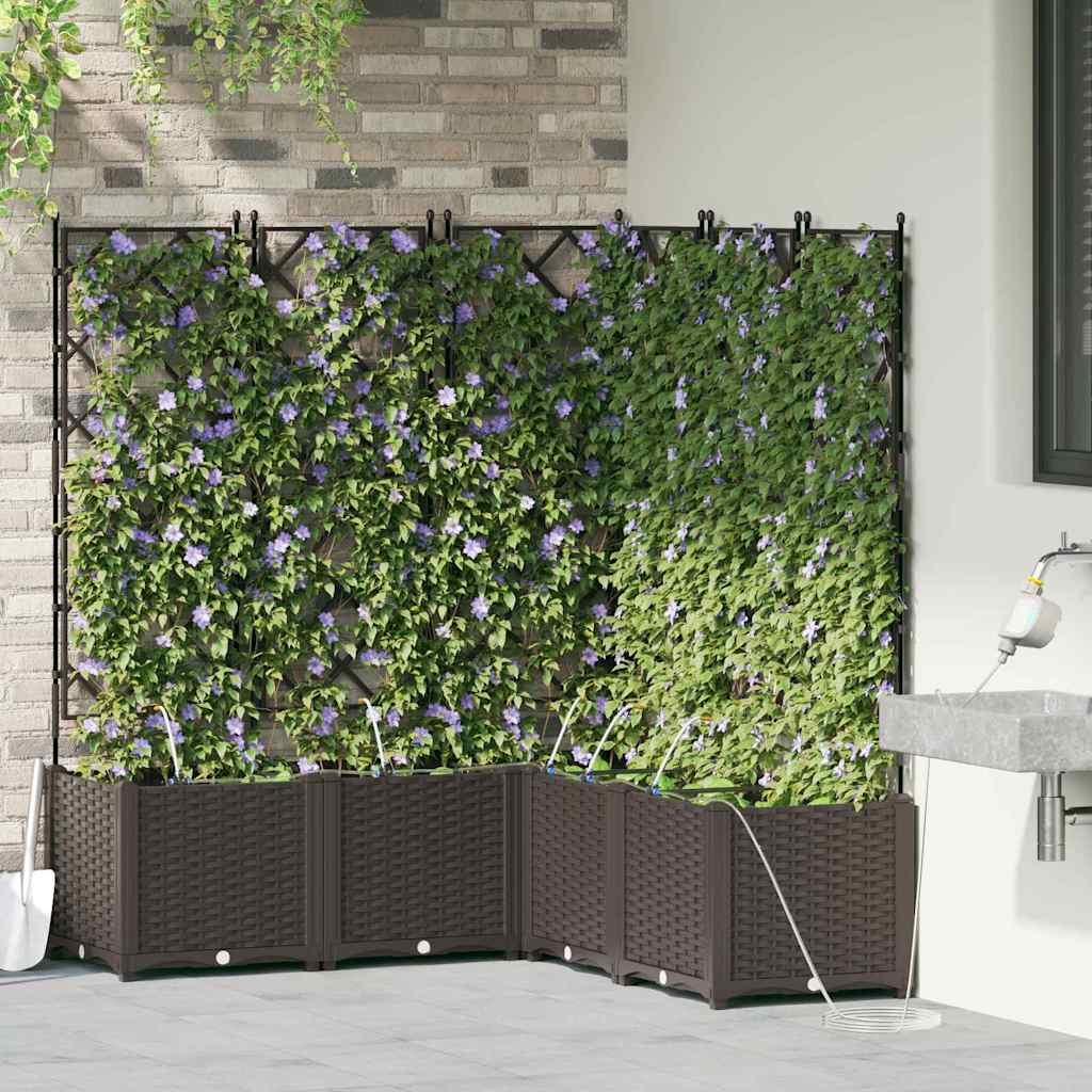 Vrtna saksija 5 pcs Smeđa 120 x 120 x 142 cm Plastika