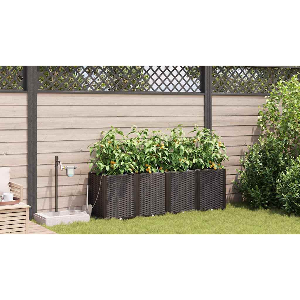 Vrtna saksija 4 pcs Smeđa 160 x 40 x 52 cm Plastika