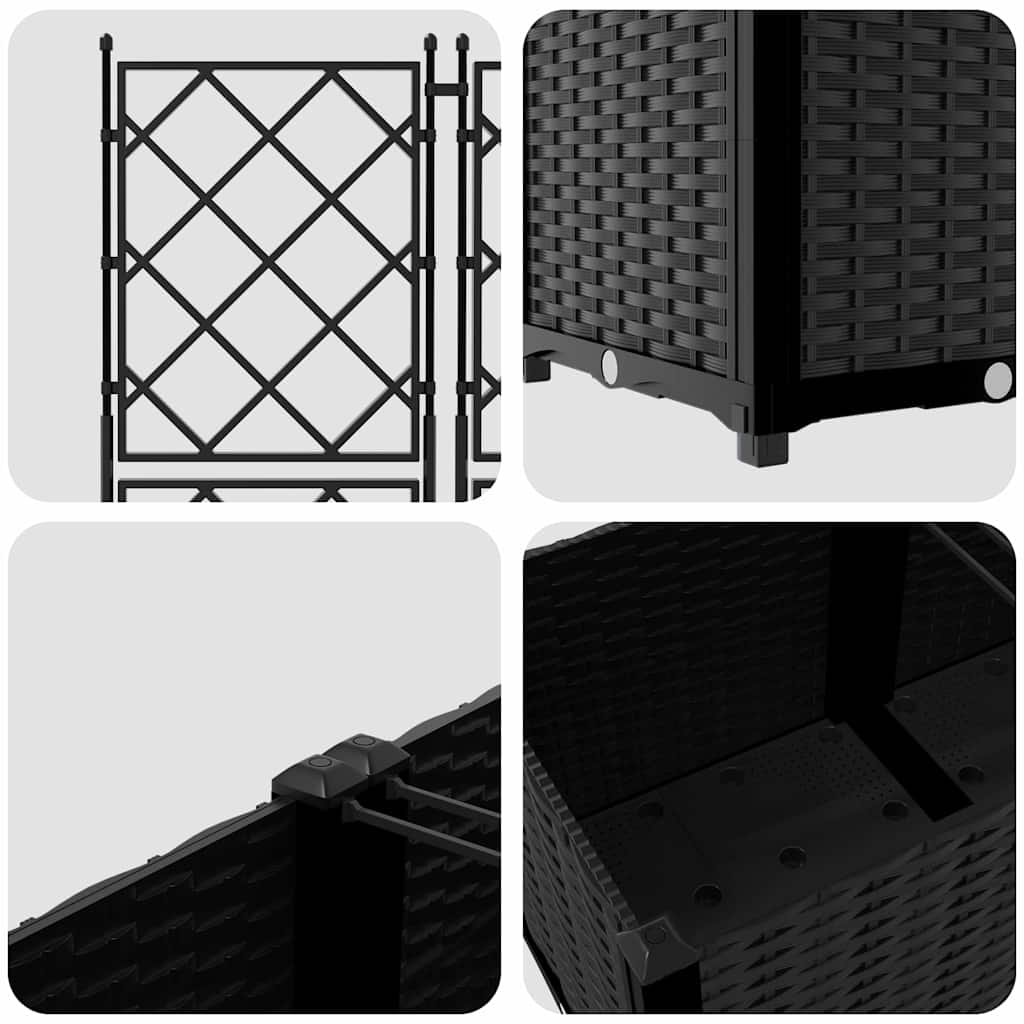 Vrtna saksija 2 pcs Crna 80 x 40 x 143 cm Plastika