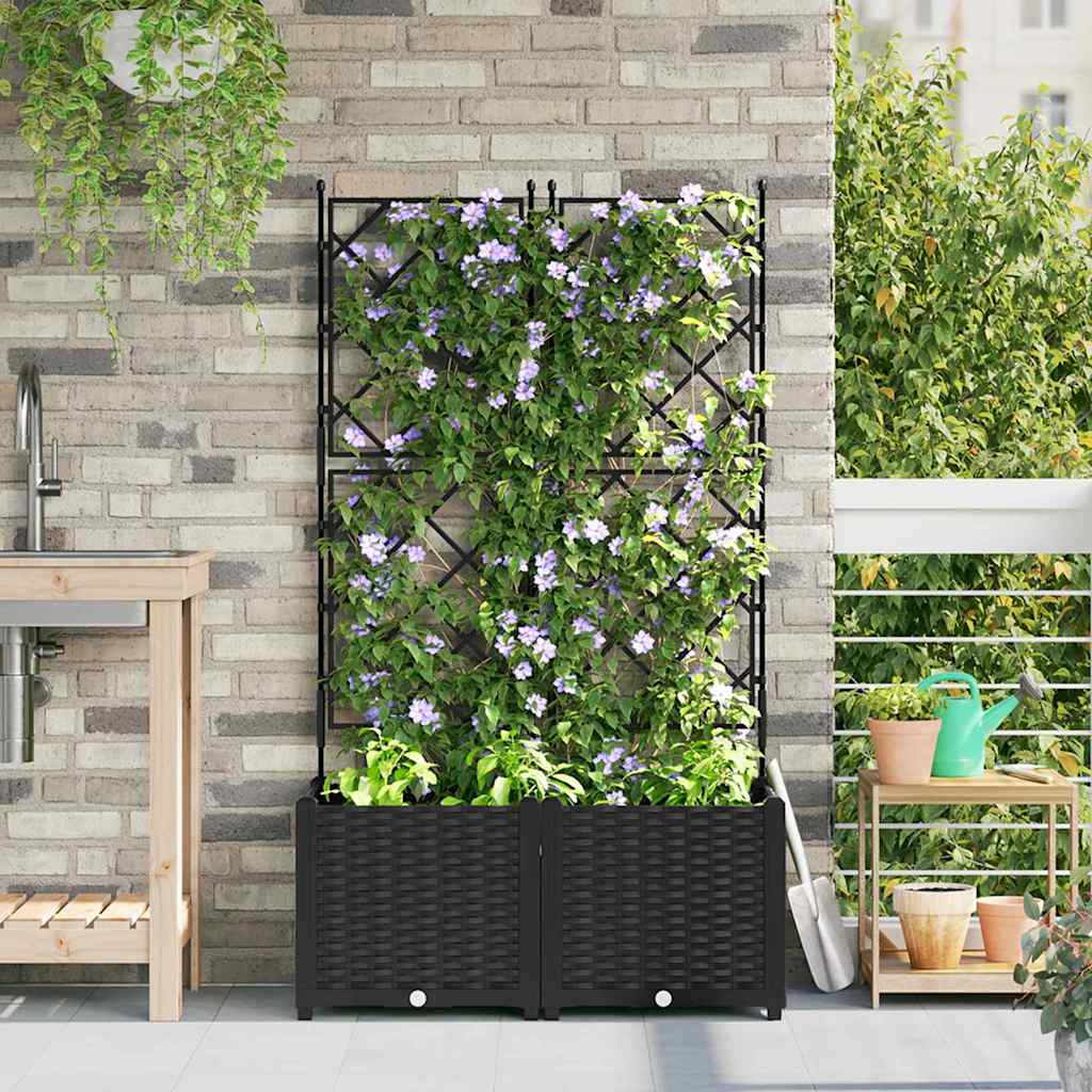 Vrtna saksija 2 pcs Crna 80 x 40 x 143 cm Plastika