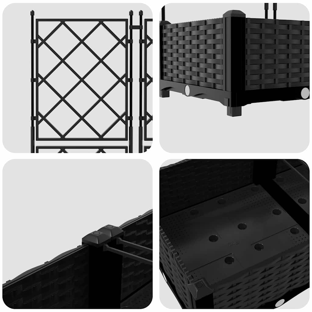 Vrtna saksija 3 pcs Crna 120 x 40 x 125,5 cm Plastika