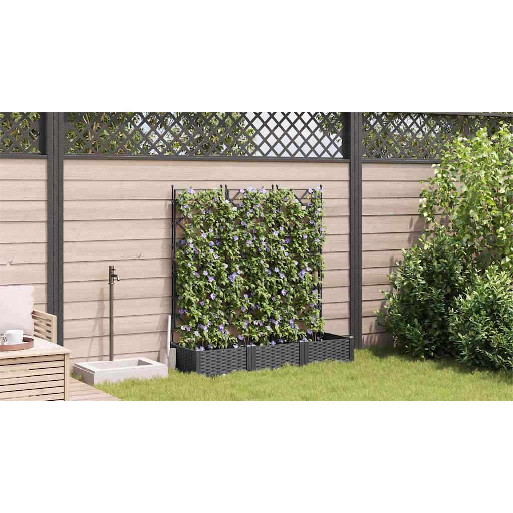 Vrtna saksija 3 pcs Crna 120 x 40 x 125,5 cm Plastika