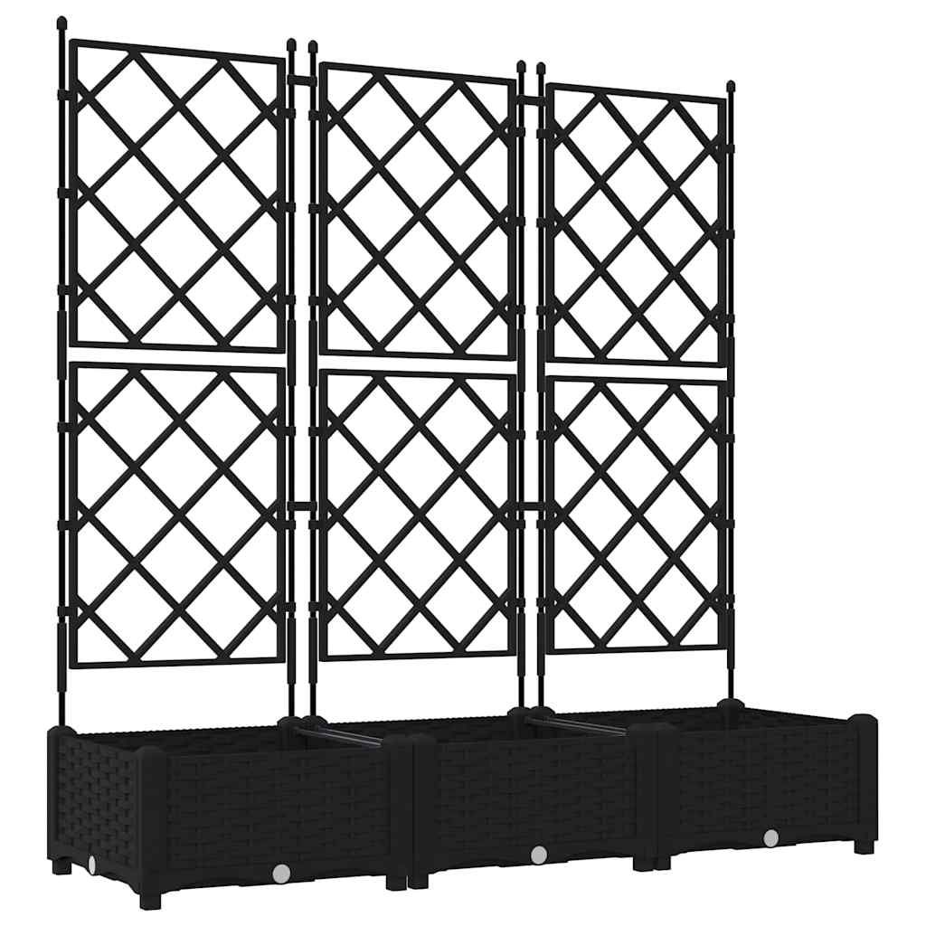 Vrtna saksija 3 pcs Crna 120 x 40 x 125,5 cm Plastika