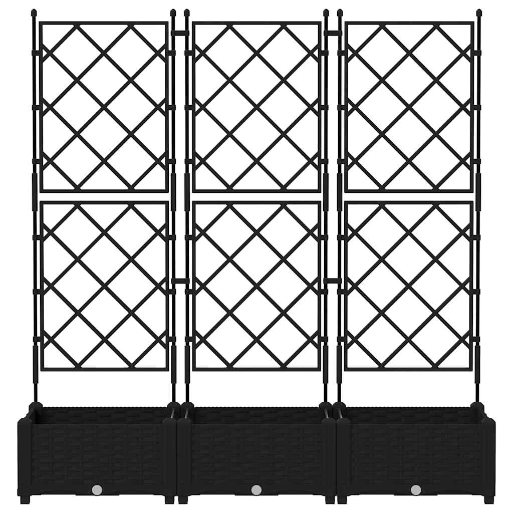 Vrtna saksija 3 pcs Crna 120 x 40 x 125,5 cm Plastika