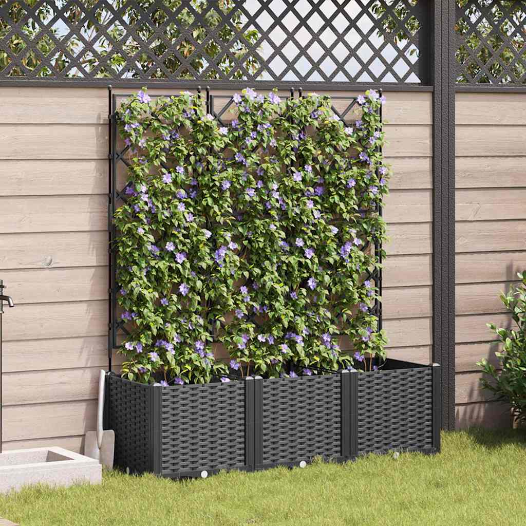 Vrtna saksija 3 pcs Crna 120 x 40 x 143 cm Plastika