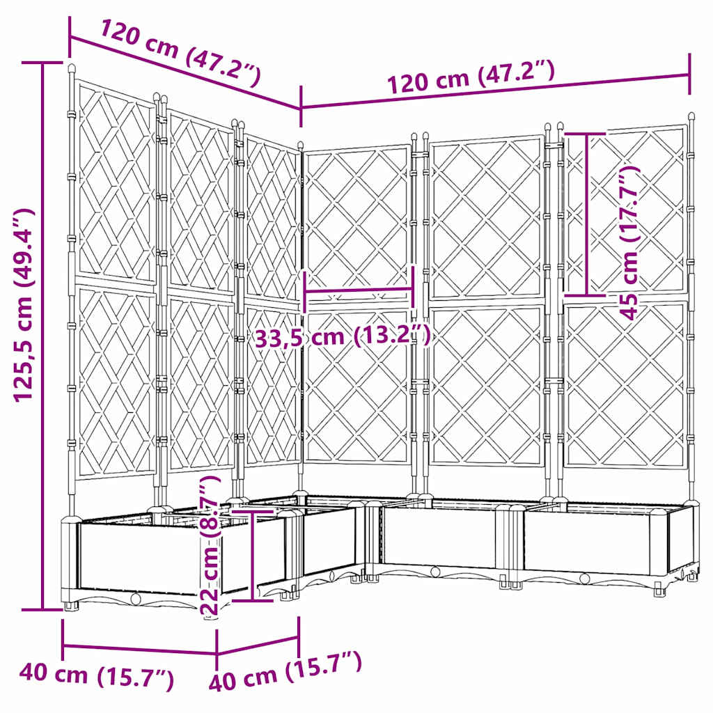 Vrtna saksija 5 pcs Crna 120 x 120 x 125,5 cm Plastika