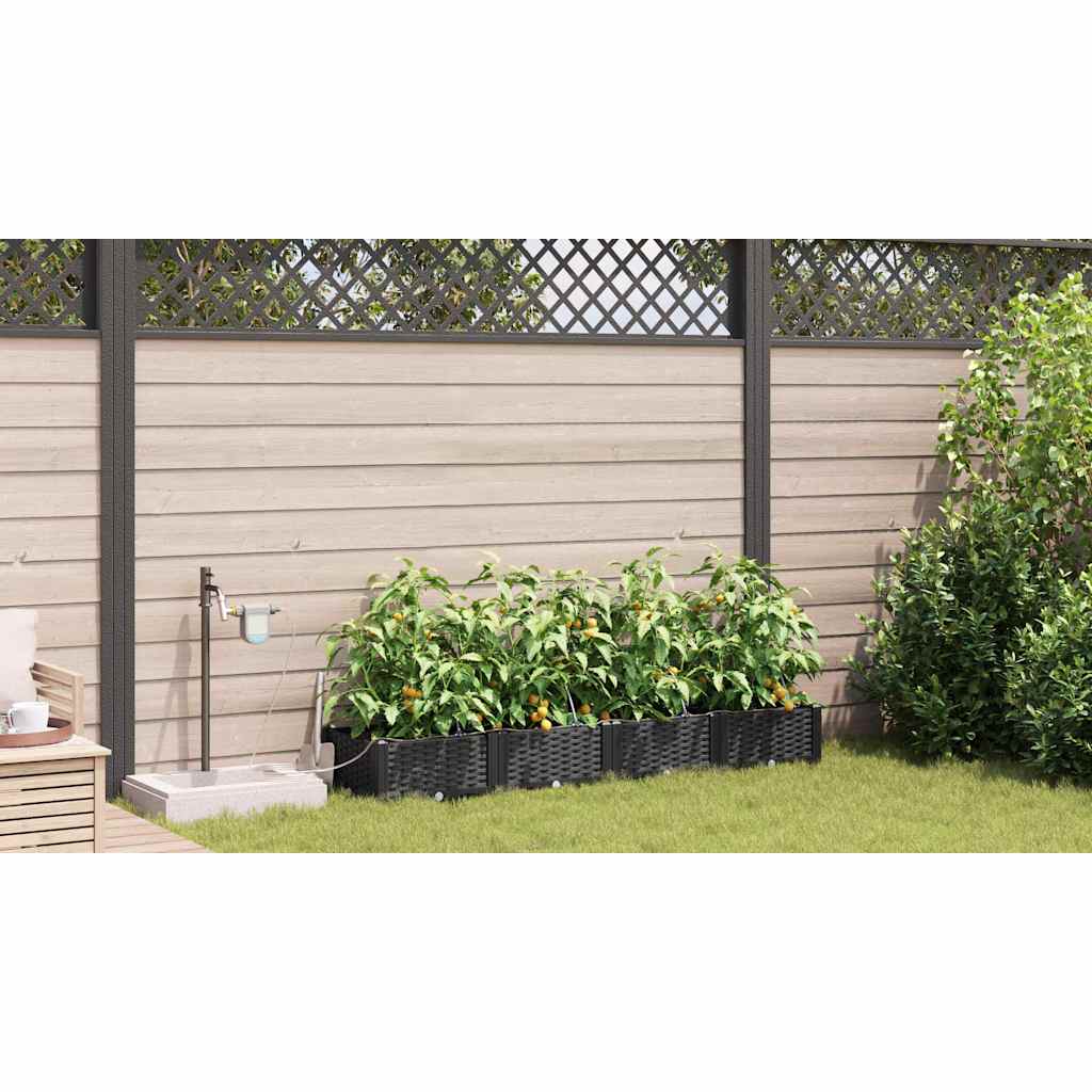 Vrtna saksija 4 pcs Crna 160 x 40 x 22 cm Plastika