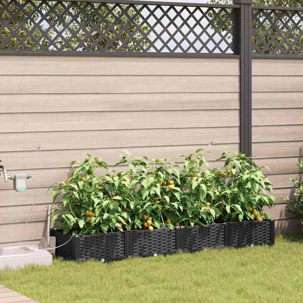 Vrtna saksija 4 pcs Crna 160 x 40 x 22 cm Plastika