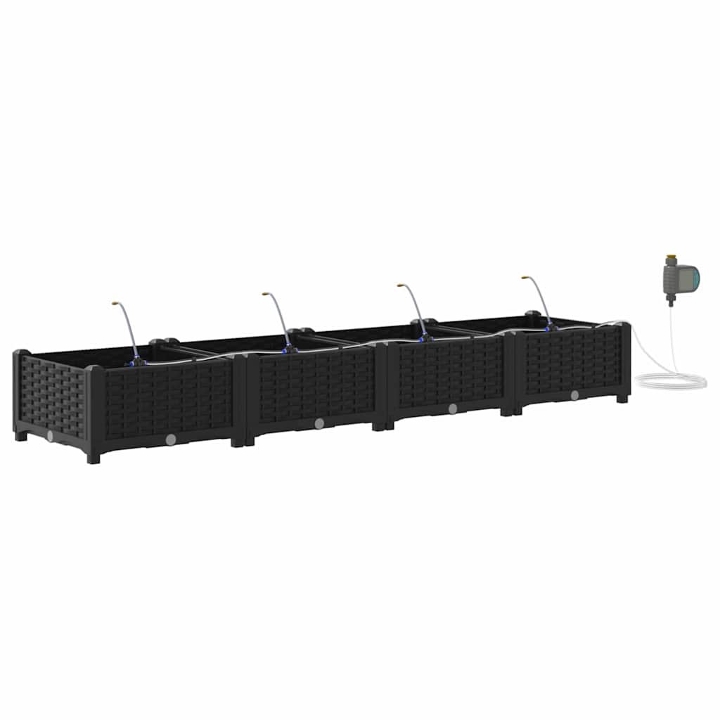 Vrtna saksija 4 pcs Crna 160 x 40 x 22 cm Plastika