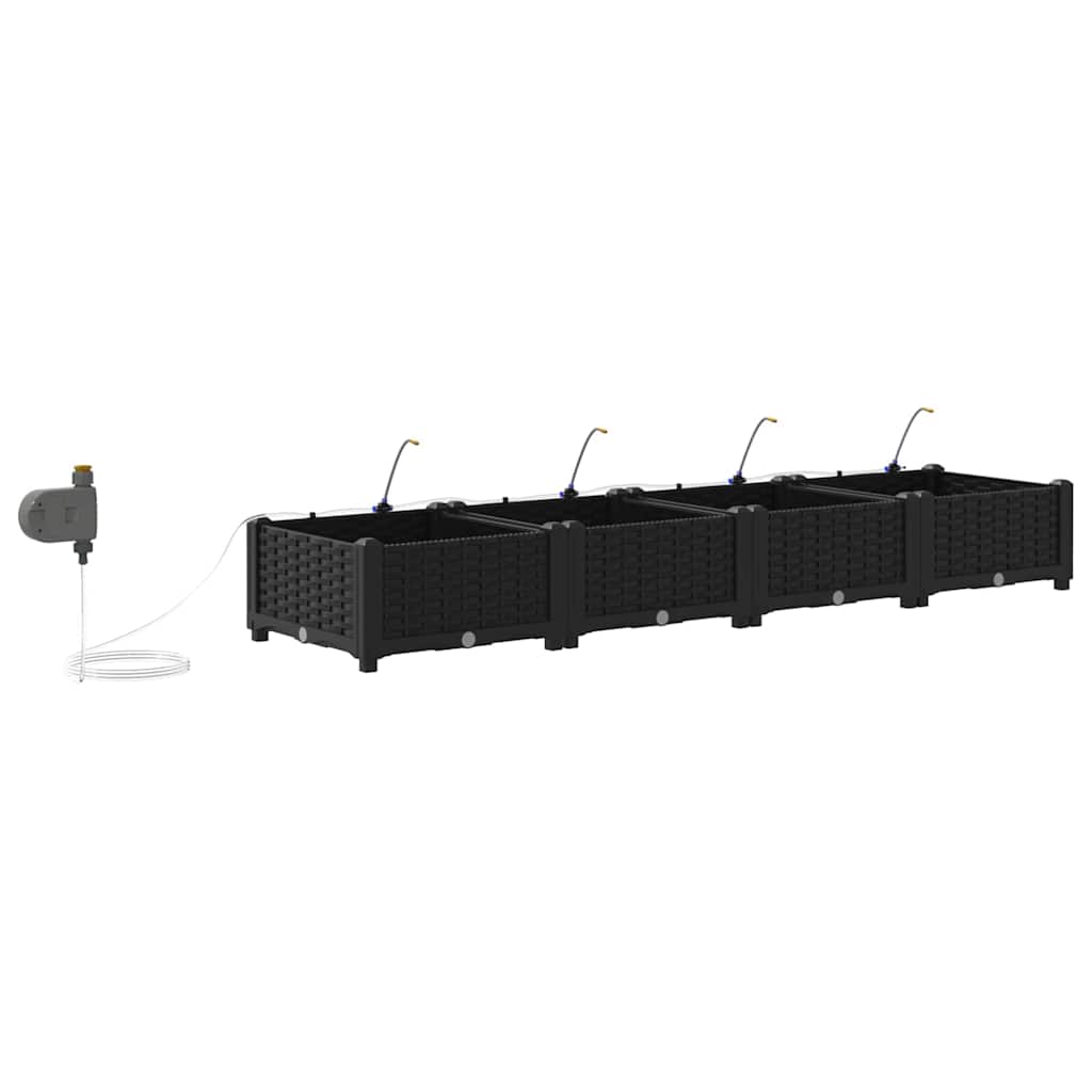 Vrtna saksija 4 pcs Crna 160 x 40 x 22 cm Plastika