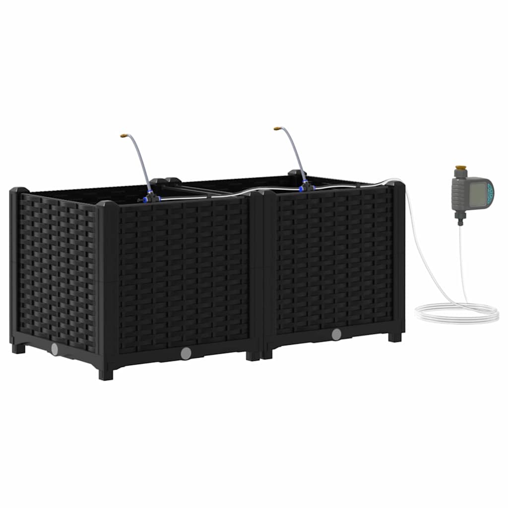Vrtna saksija 2 pcs Crna 80 x 40 x 37,5 cm Plastika