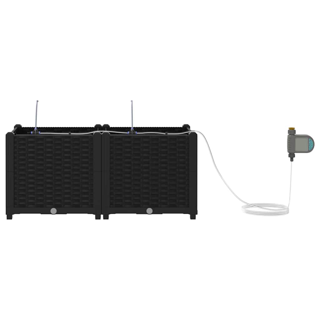 Vrtna saksija 2 pcs Crna 80 x 40 x 37,5 cm Plastika