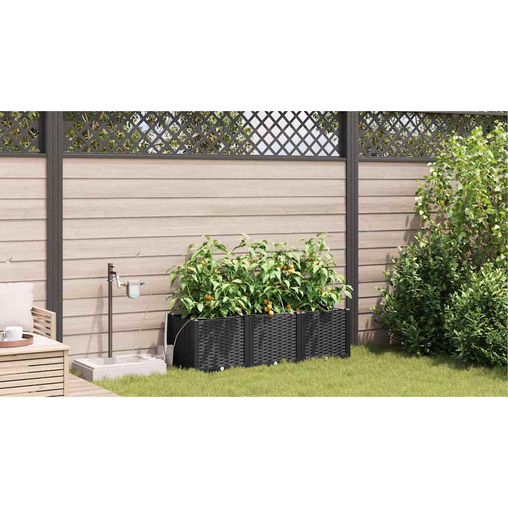Vrtna saksija 3 pcs Crna 120 x 40 x 37,5 cm Plastika