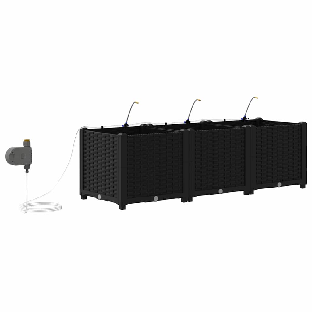Vrtna saksija 3 pcs Crna 120 x 40 x 37,5 cm Plastika