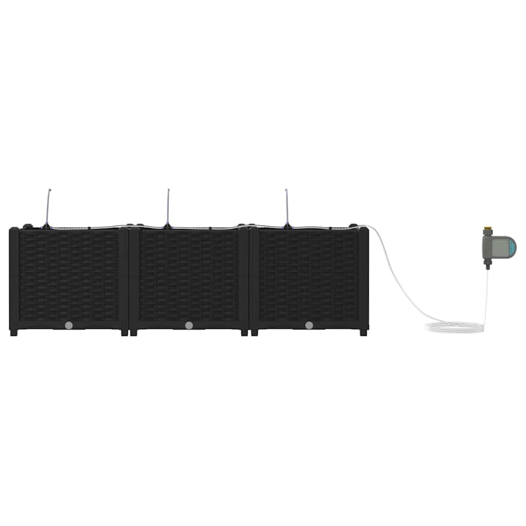 Vrtna saksija 3 pcs Crna 120 x 40 x 37,5 cm Plastika