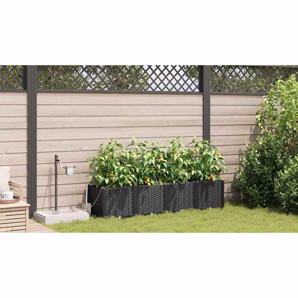Vrtna saksija 4 pcs Crna 160 x 40 x 37,5 cm Plastika