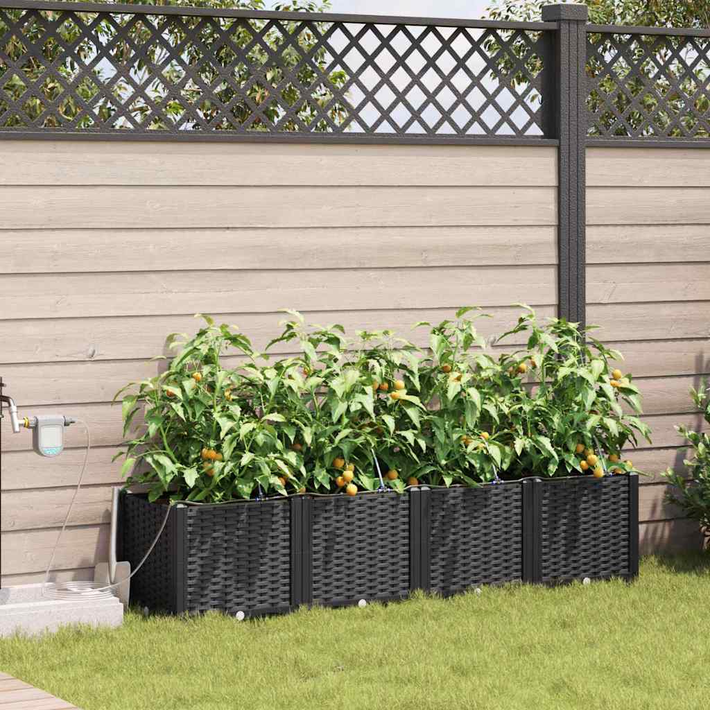 Vrtna saksija 4 pcs Crna 160 x 40 x 37,5 cm Plastika