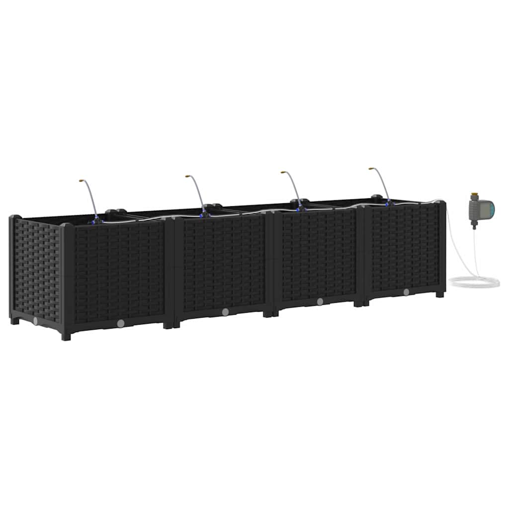 Vrtna saksija 4 pcs Crna 160 x 40 x 37,5 cm Plastika