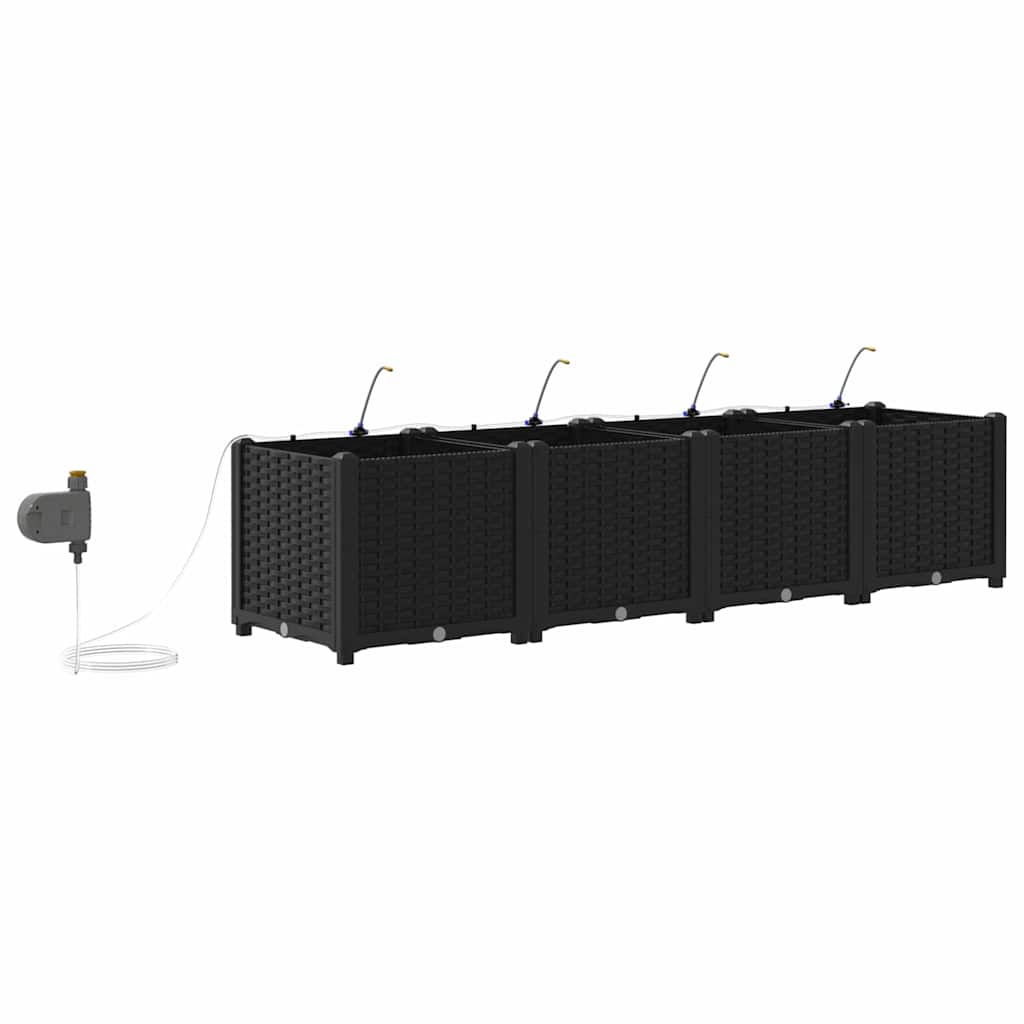 Vrtna saksija 4 pcs Crna 160 x 40 x 37,5 cm Plastika
