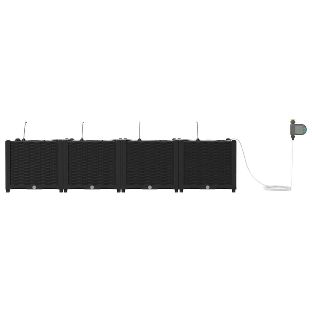 Vrtna saksija 4 pcs Crna 160 x 40 x 37,5 cm Plastika