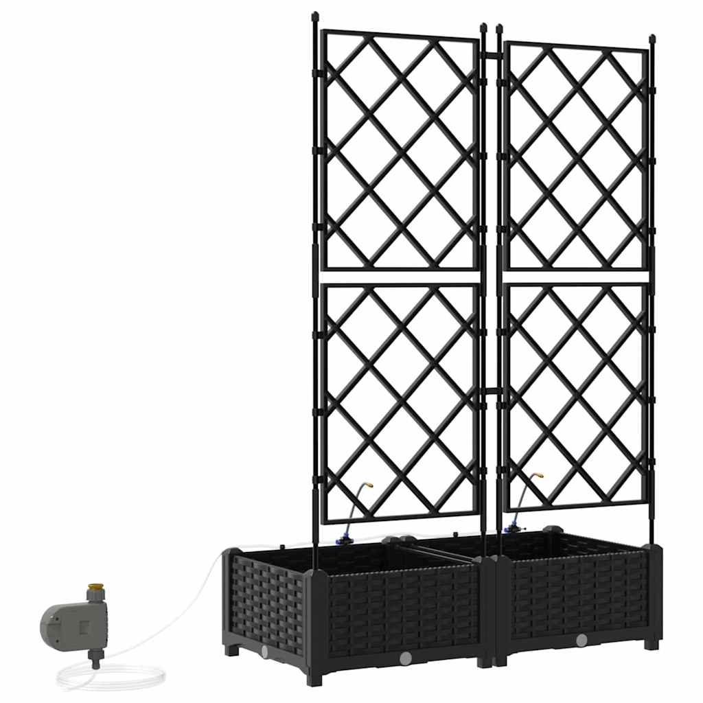 Vrtna saksija 2 pcs Crna 80 x 40 x 126 cm Plastika