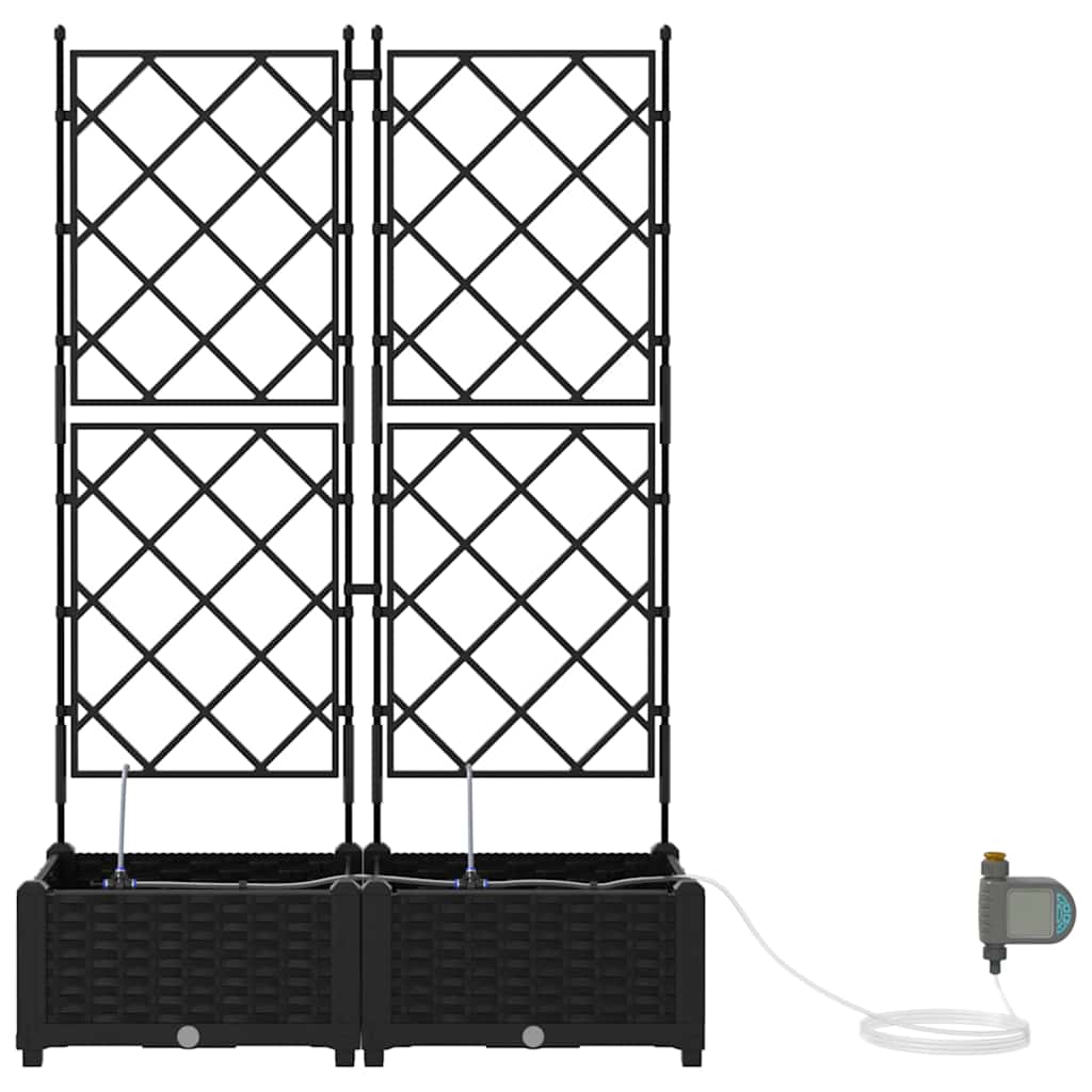 Vrtna saksija 2 pcs Crna 80 x 40 x 126 cm Plastika