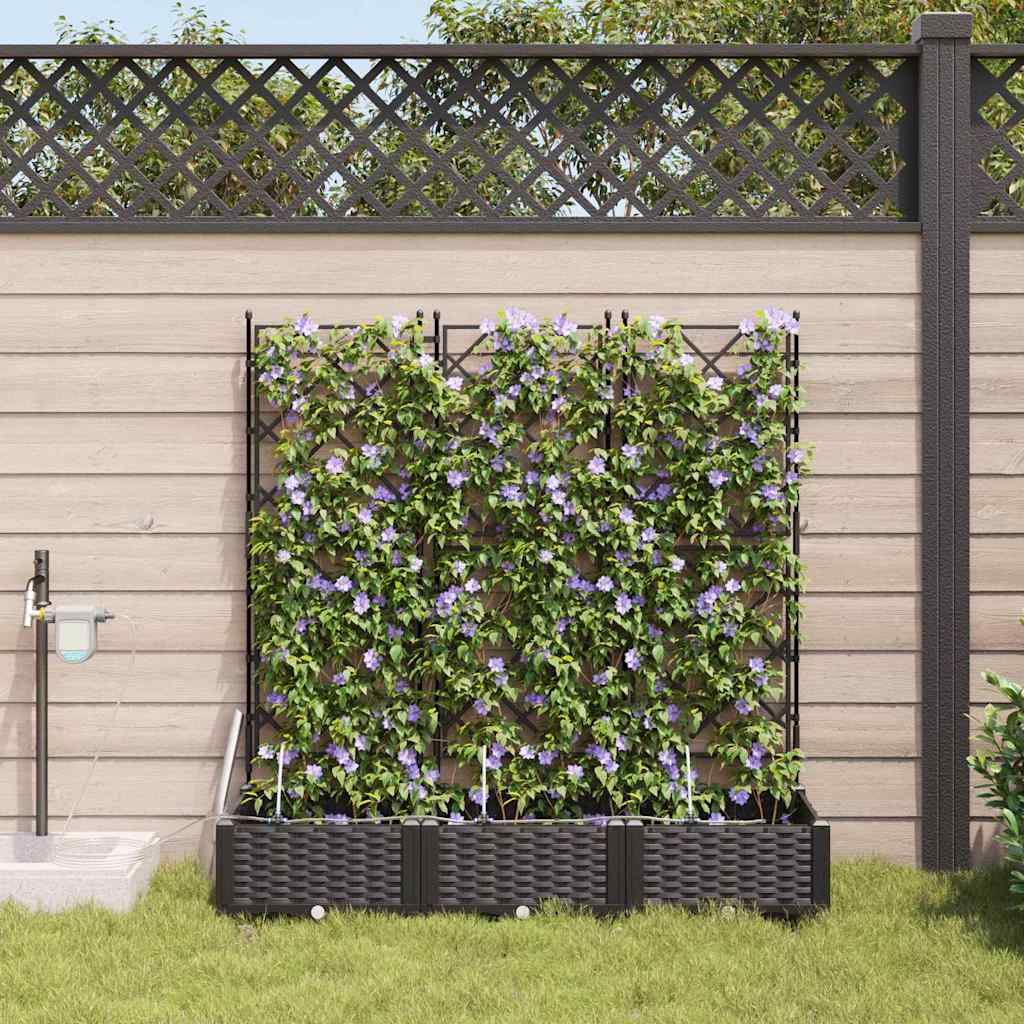 Vrtna saksija 3 pcs Crna 120 x 40 x 126 cm Plastika