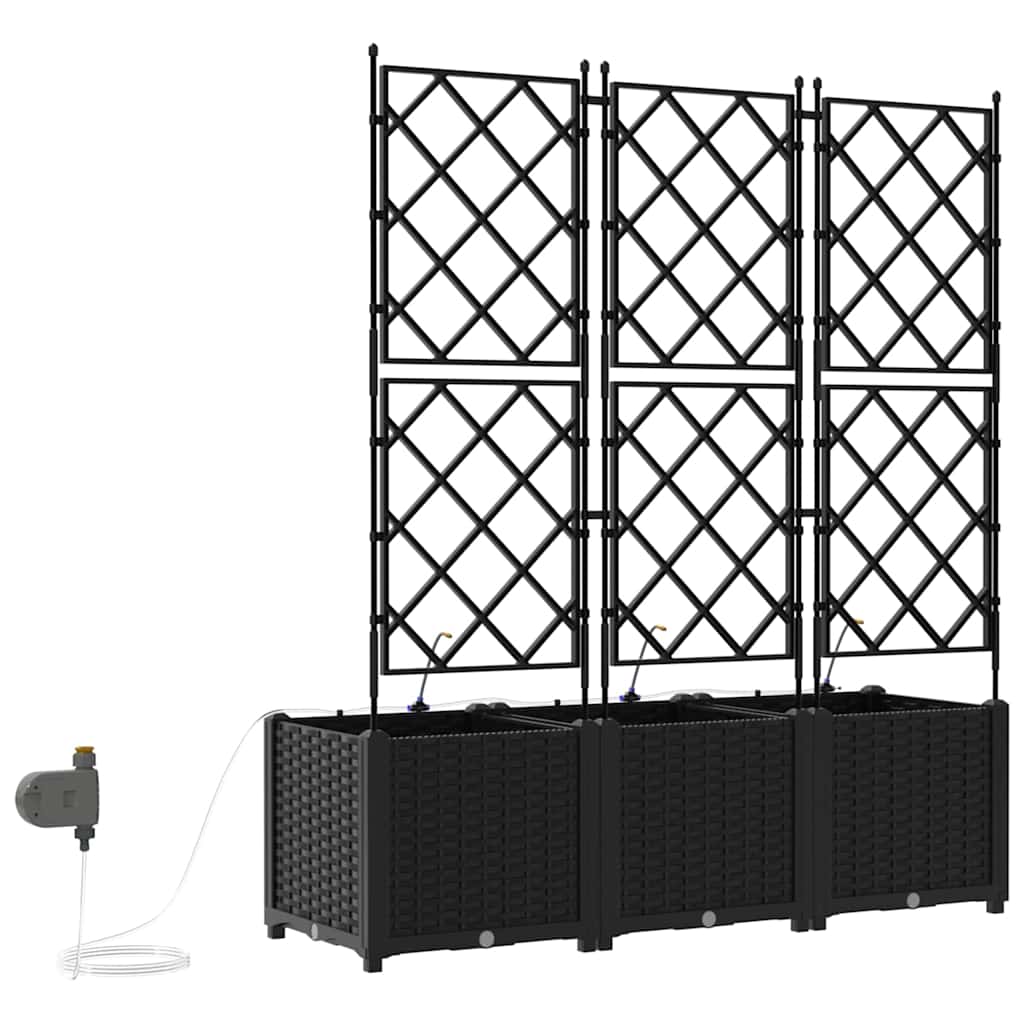 Vrtna saksija 3 pcs Crna 120 x 40 x 142 cm Plastika