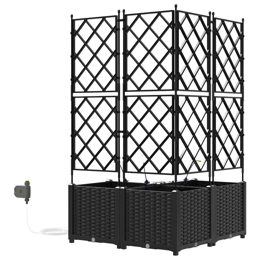 Vrtna saksija 3 pcs Crna 80 x 80 x 142 cm Plastika