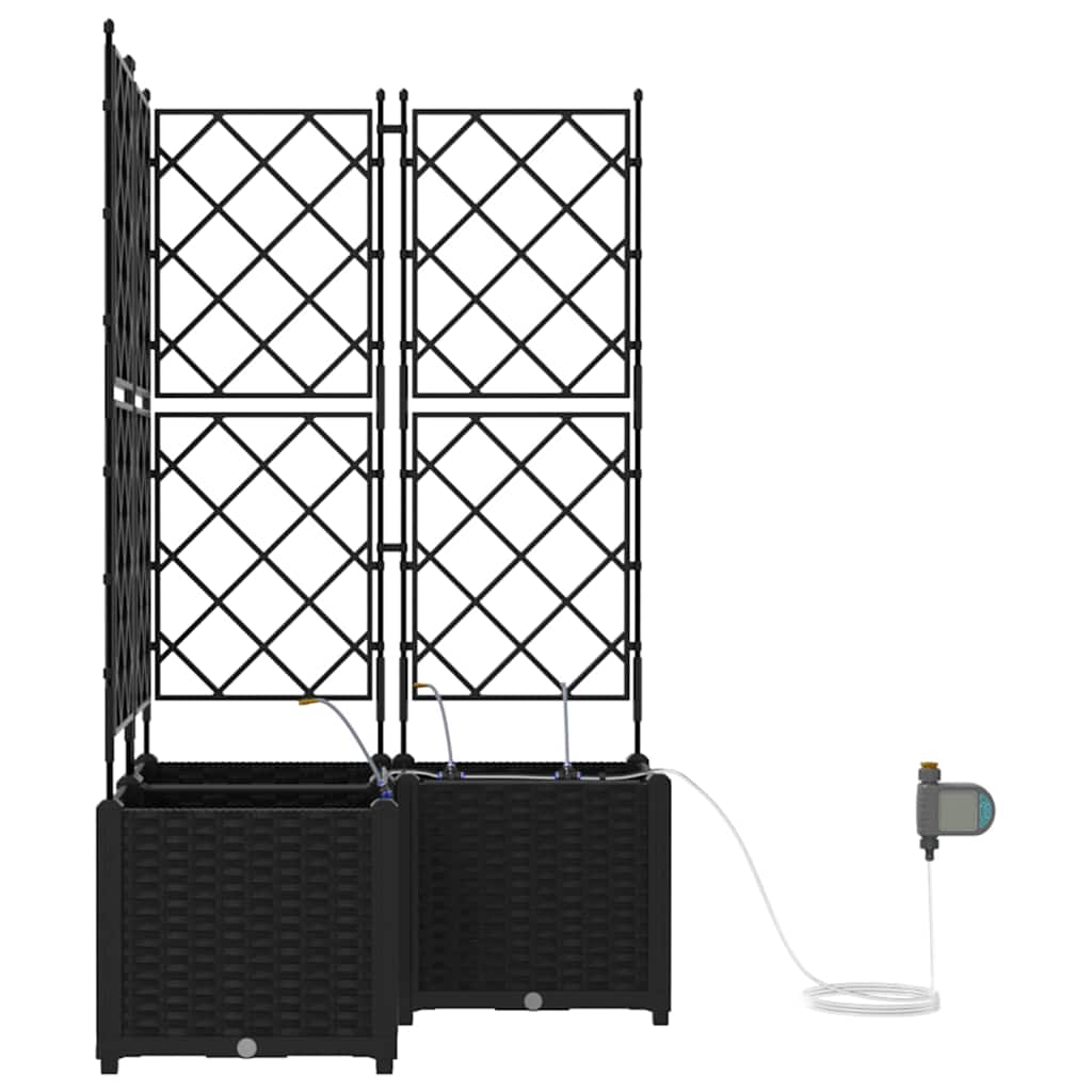 Vrtna saksija 3 pcs Crna 80 x 80 x 142 cm Plastika
