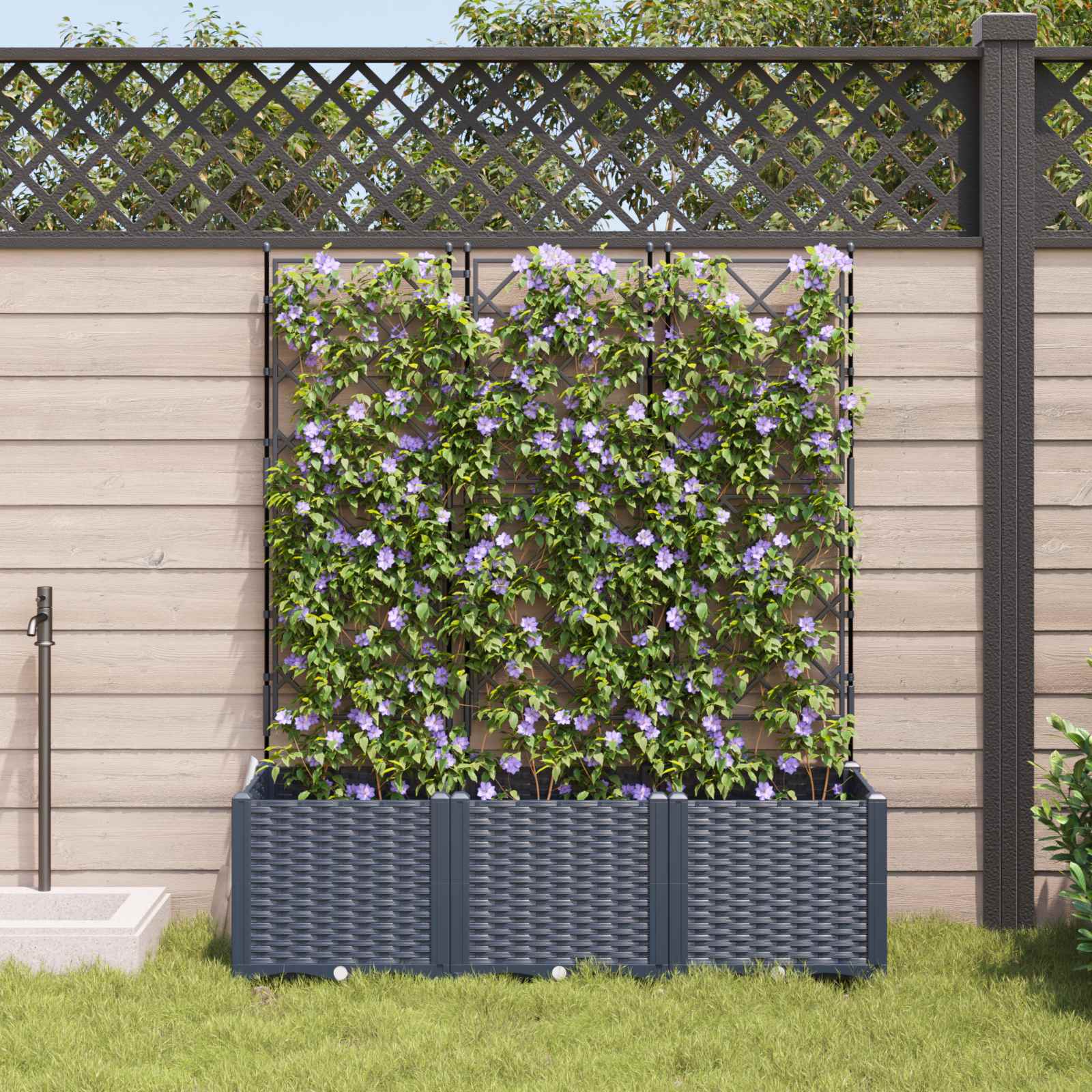 Vrtna saksija 3 pcs Sivi 120 x 40 x 143 cm Plastika