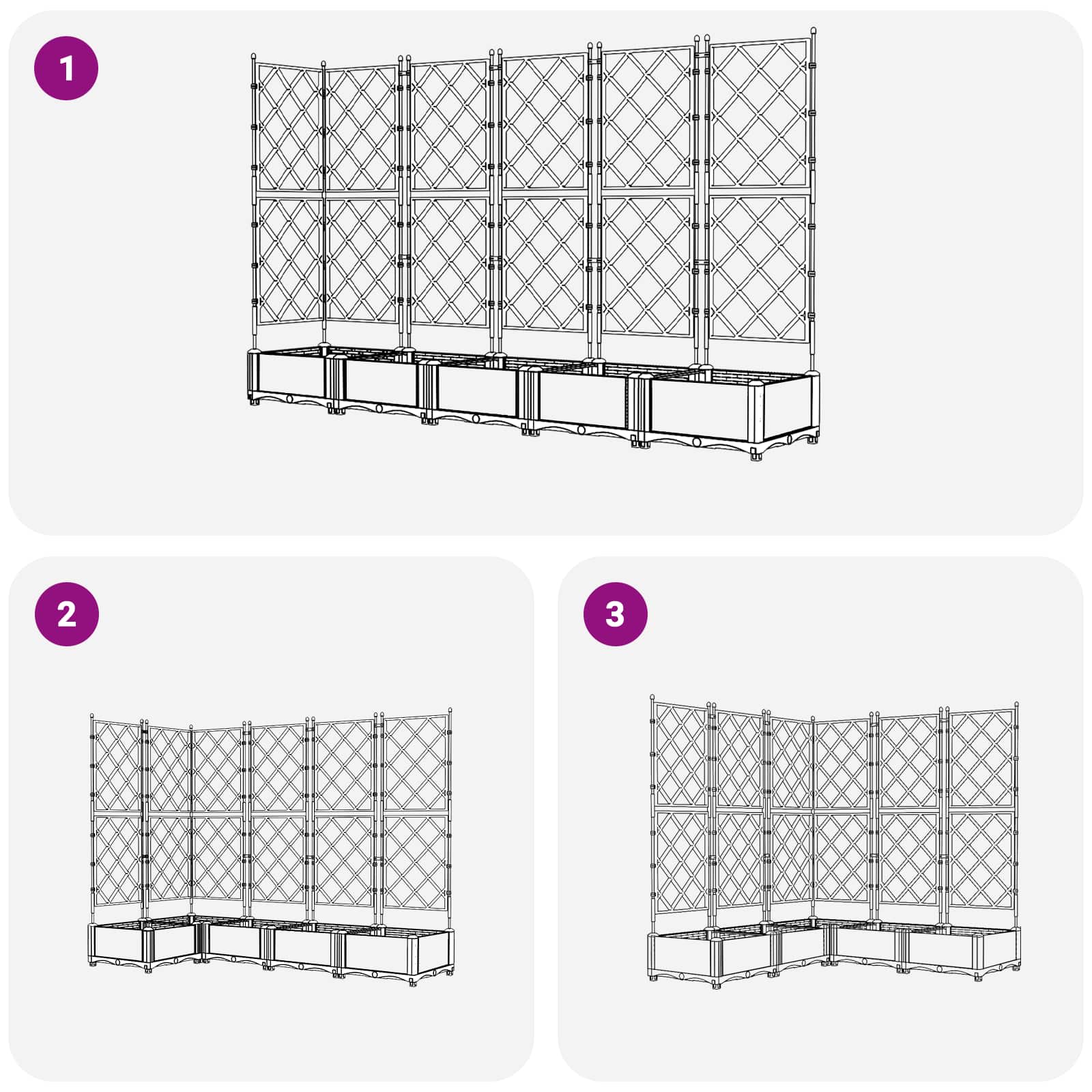 Vrtna saksija 5 pcs Sivi 120 x 120 x 125,5 cm Plastika