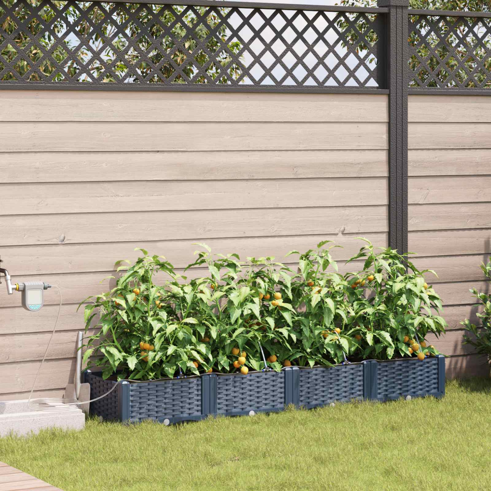 Vrtna saksija 4 pcs Sivi 160 x 40 x 22 cm Plastika