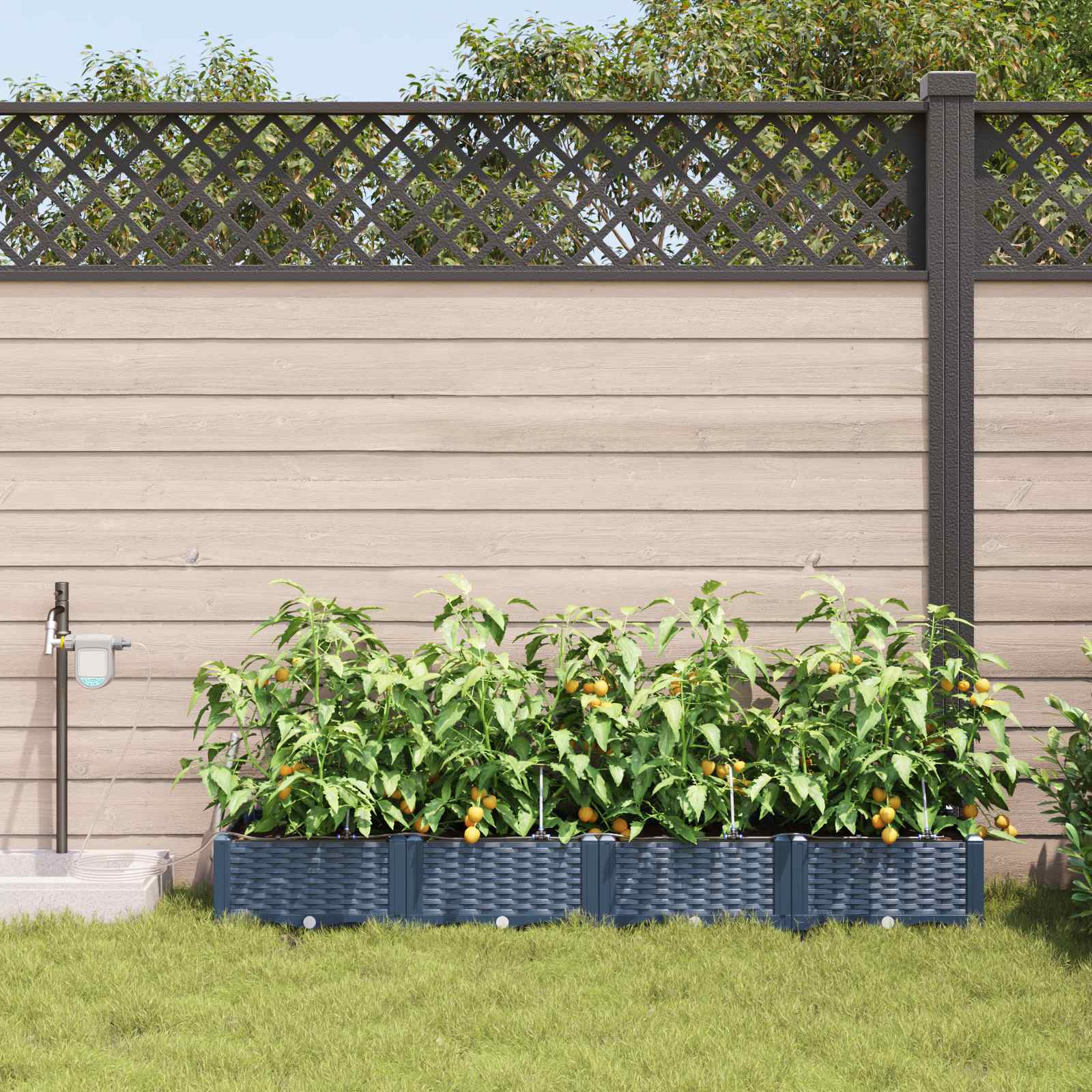 Vrtna saksija 4 pcs Sivi 160 x 40 x 22 cm Plastika