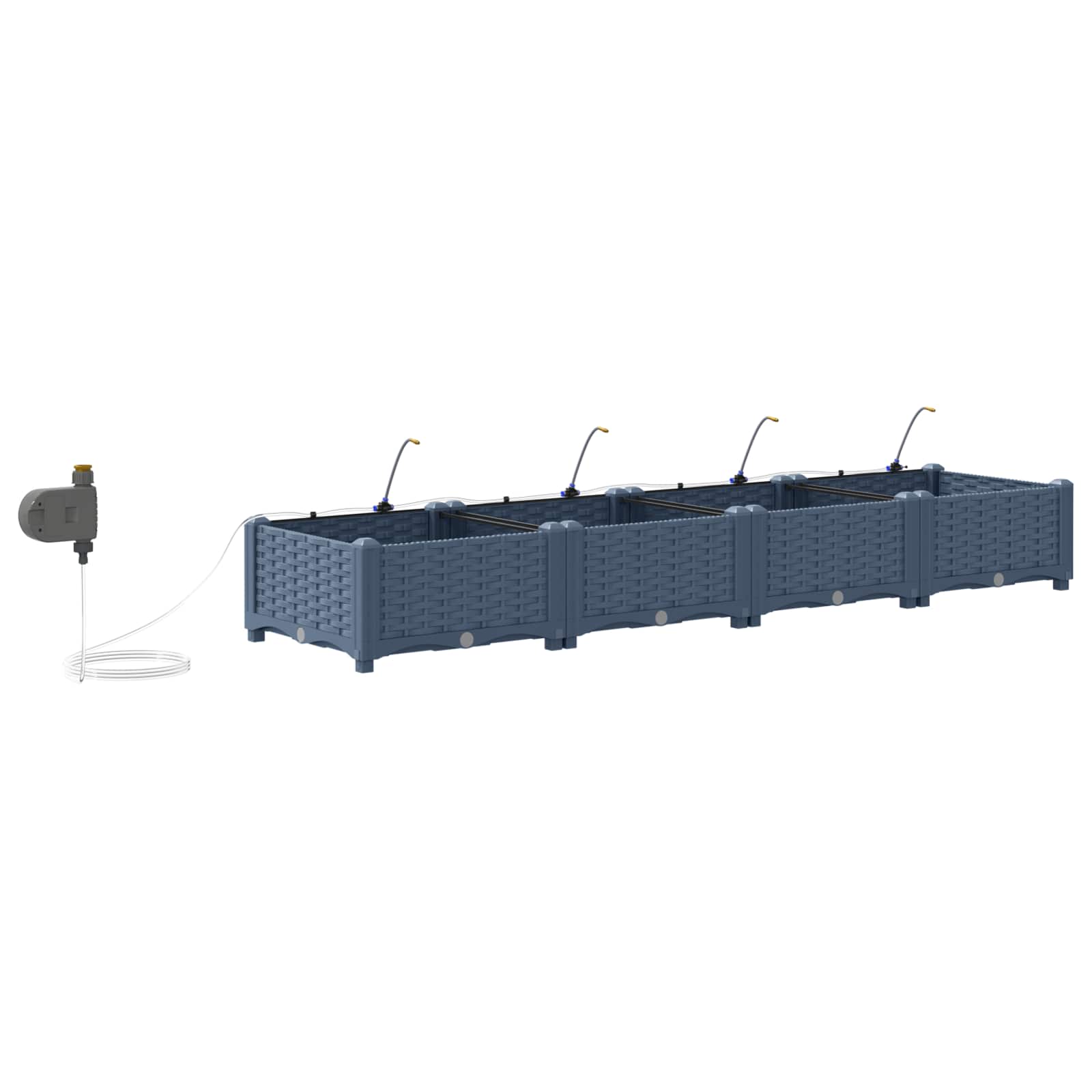Vrtna saksija 4 pcs Sivi 160 x 40 x 22 cm Plastika