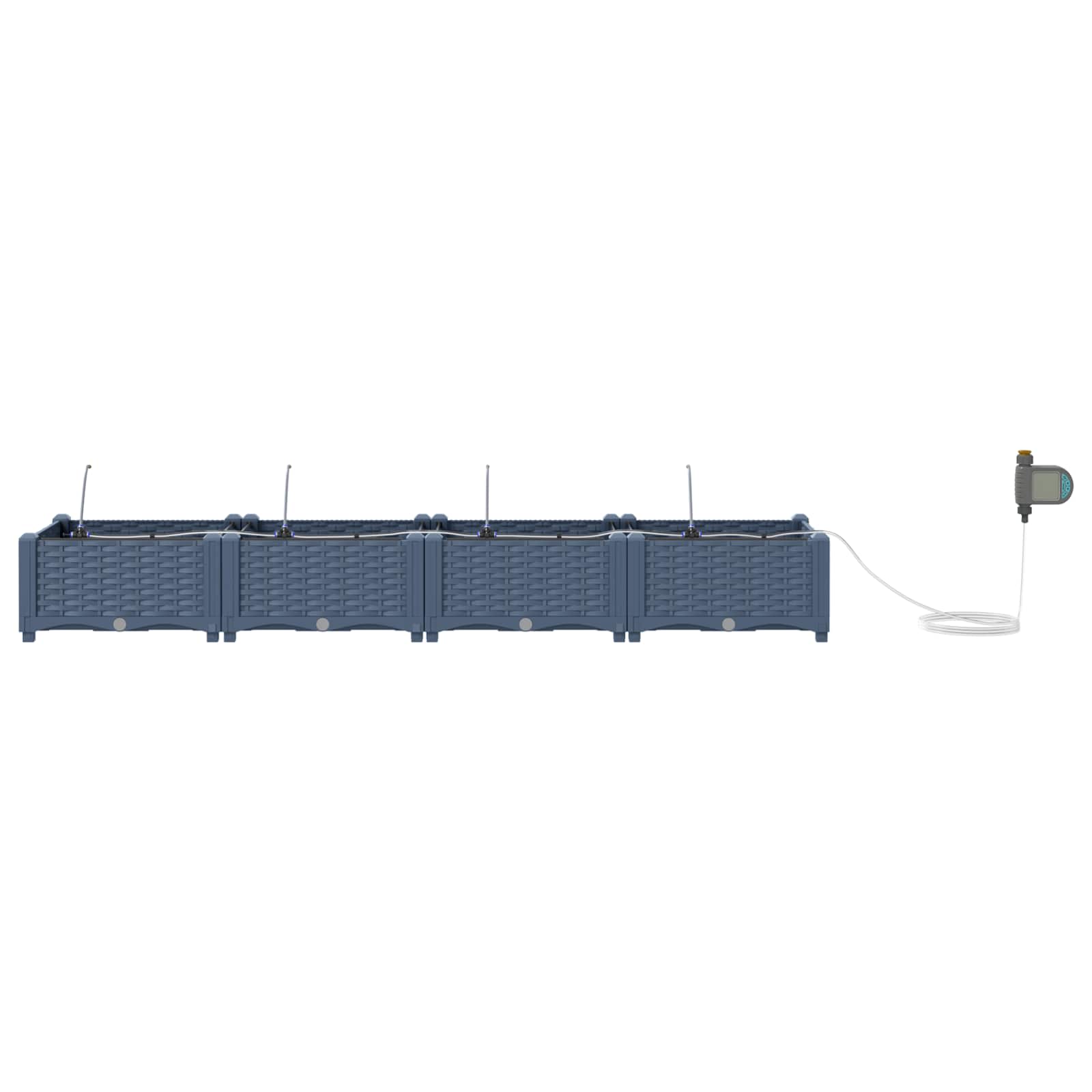 Vrtna saksija 4 pcs Sivi 160 x 40 x 22 cm Plastika