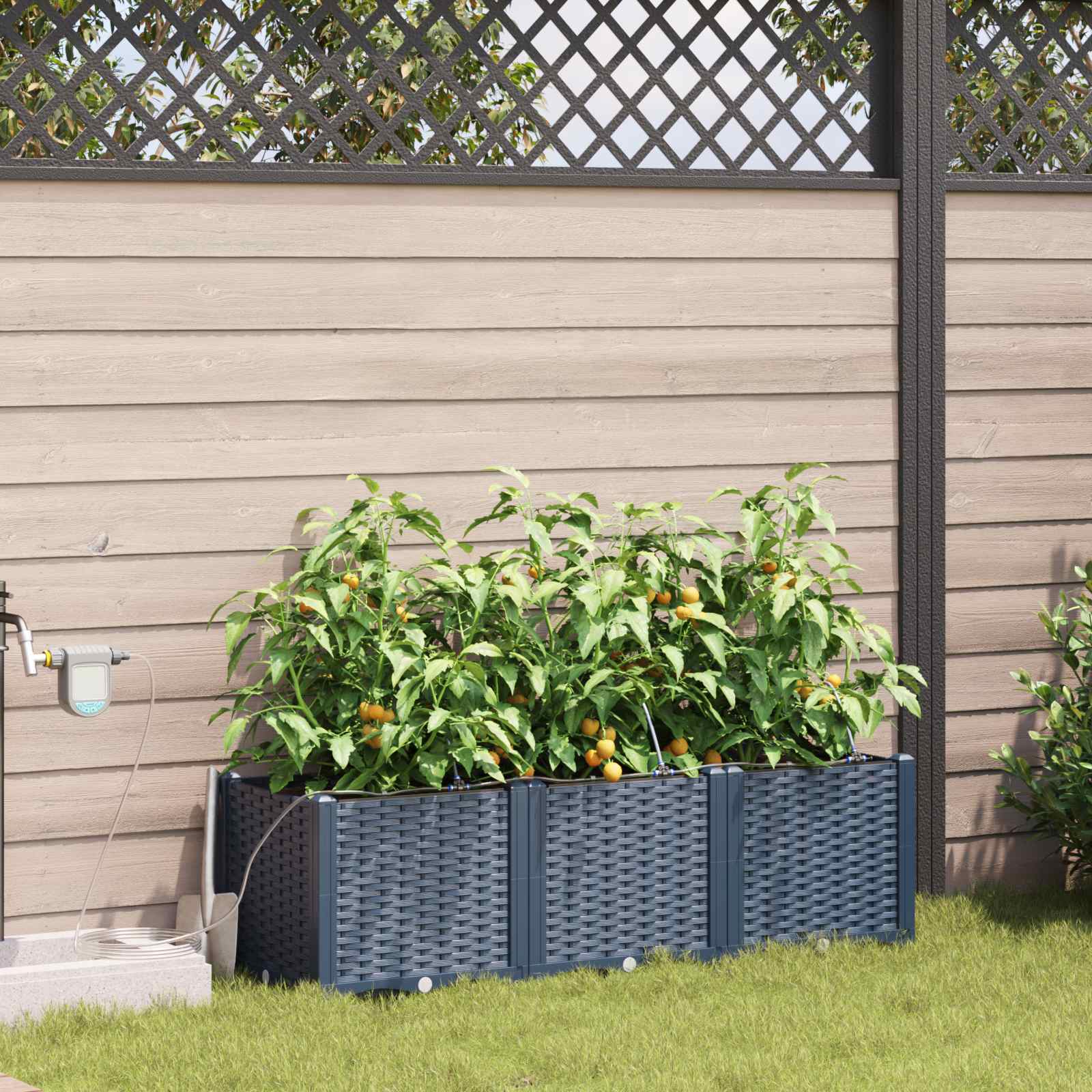Vrtna saksija 3 pcs Sivi 120 x 40 x 37,5 cm Plastika