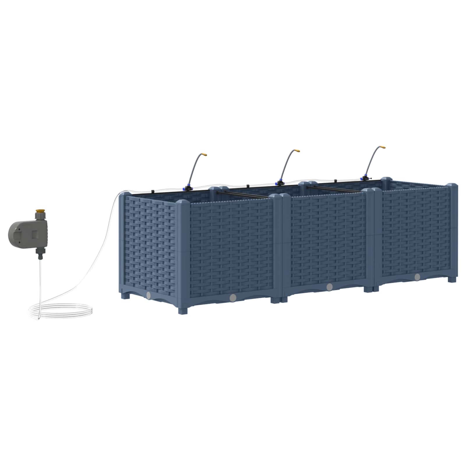 Vrtna saksija 3 pcs Sivi 120 x 40 x 37,5 cm Plastika