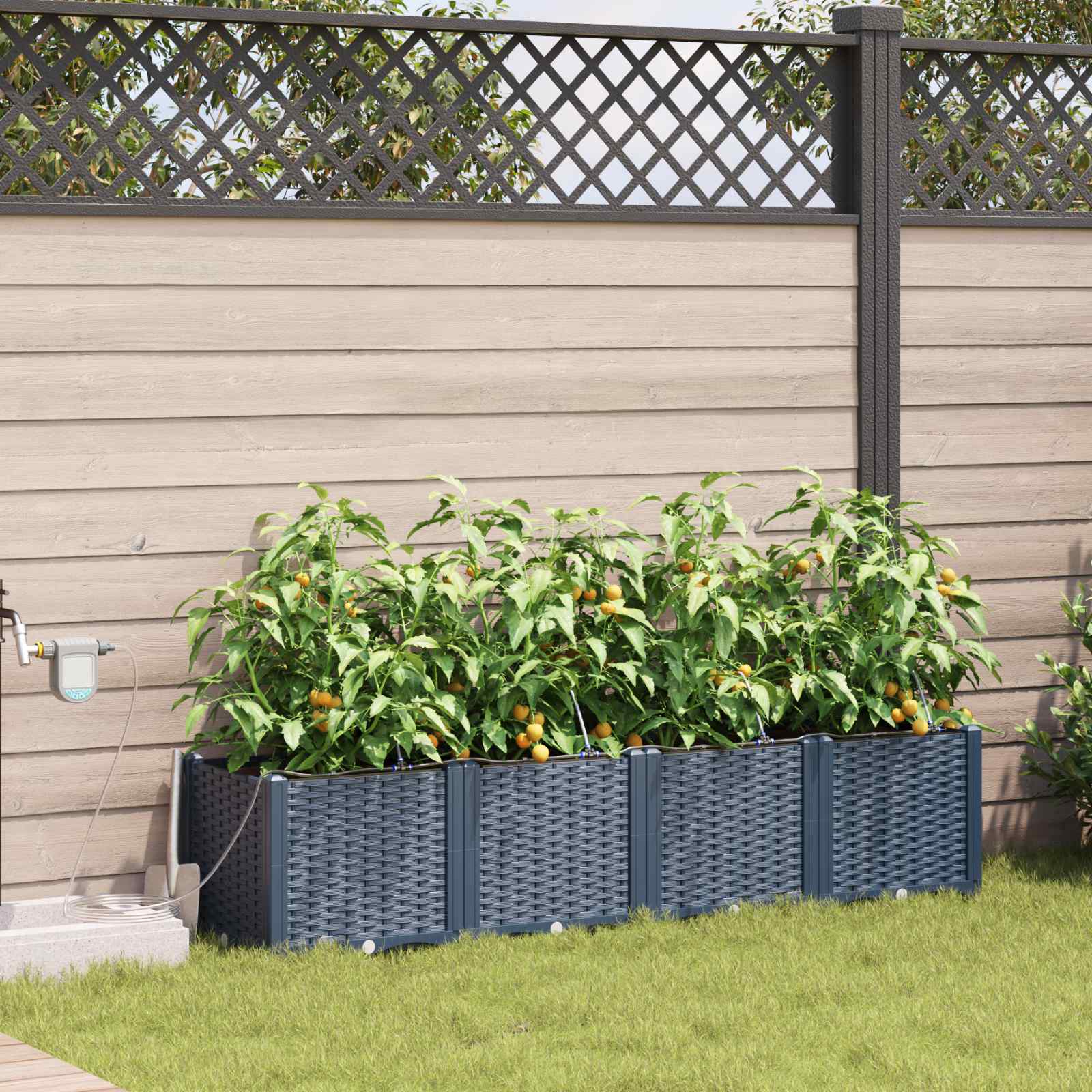 Vrtna saksija 4 pcs Sivi 160 x 40 x 37,5 cm Plastika