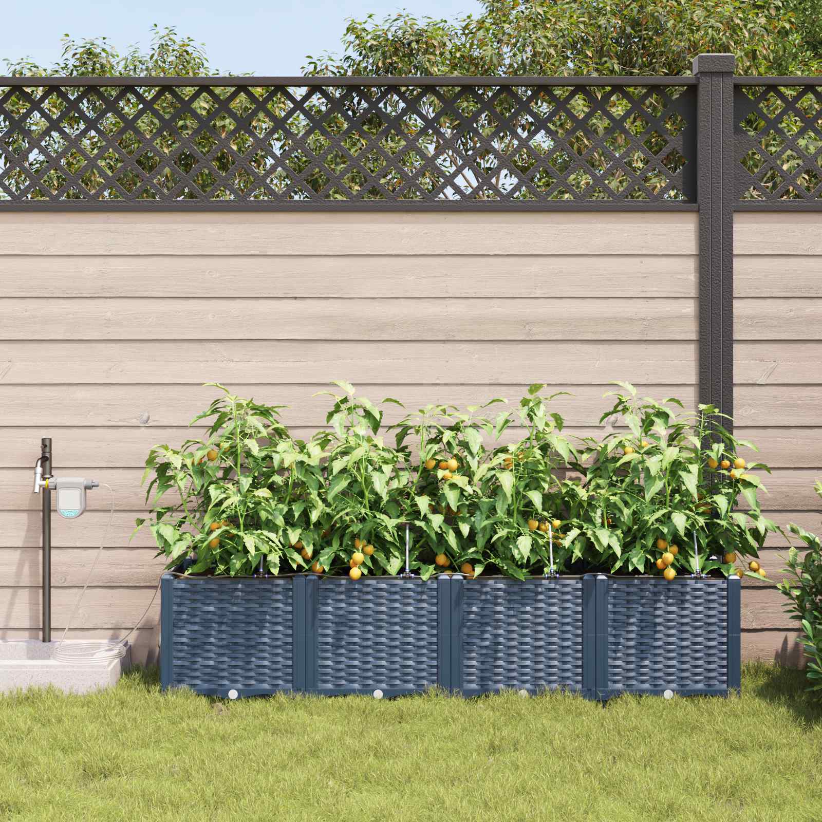 Vrtna saksija 4 pcs Sivi 160 x 40 x 37,5 cm Plastika