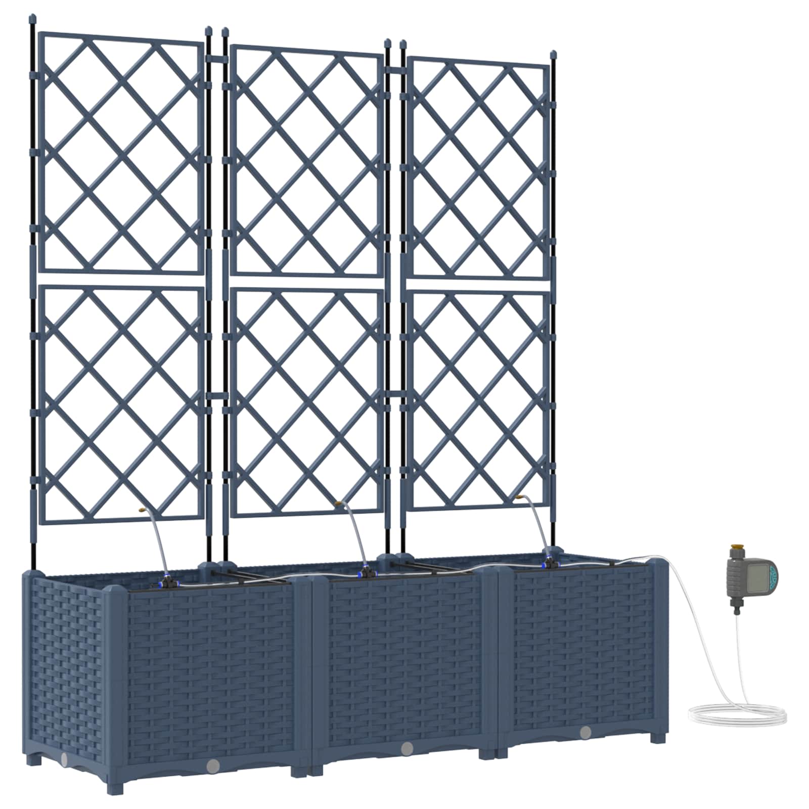 Vrtna saksija 3 pcs Sivi 120 x 40 x 142 cm Plastika
