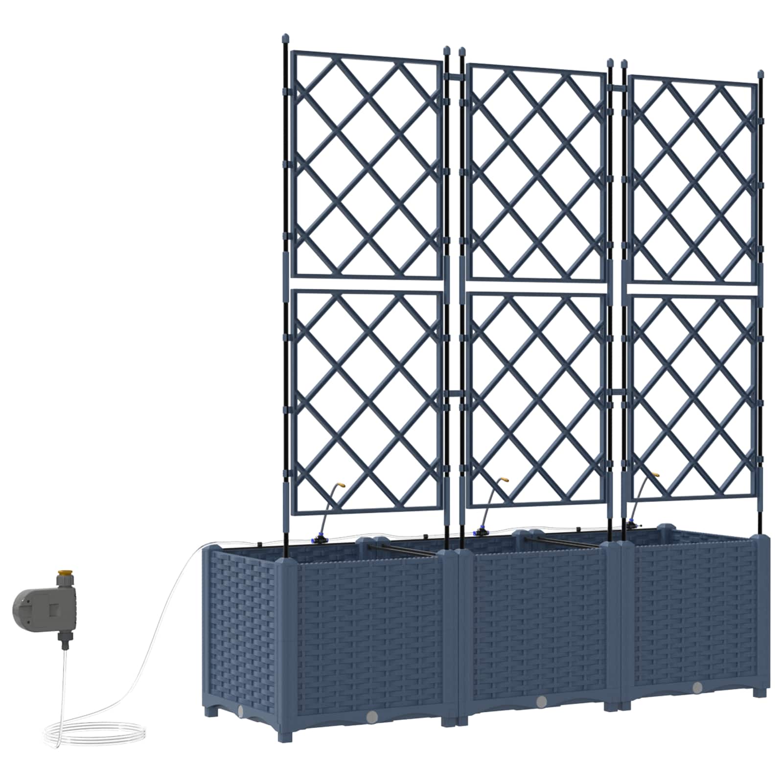 Vrtna saksija 3 pcs Sivi 120 x 40 x 142 cm Plastika