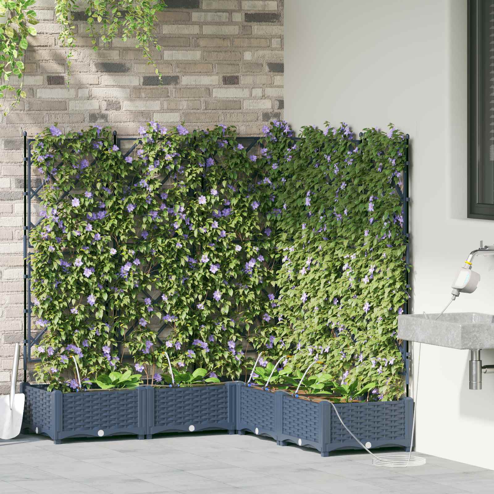 Vrtna saksija 5 pcs Sivi 120 x 120 x 126 cm Plastika